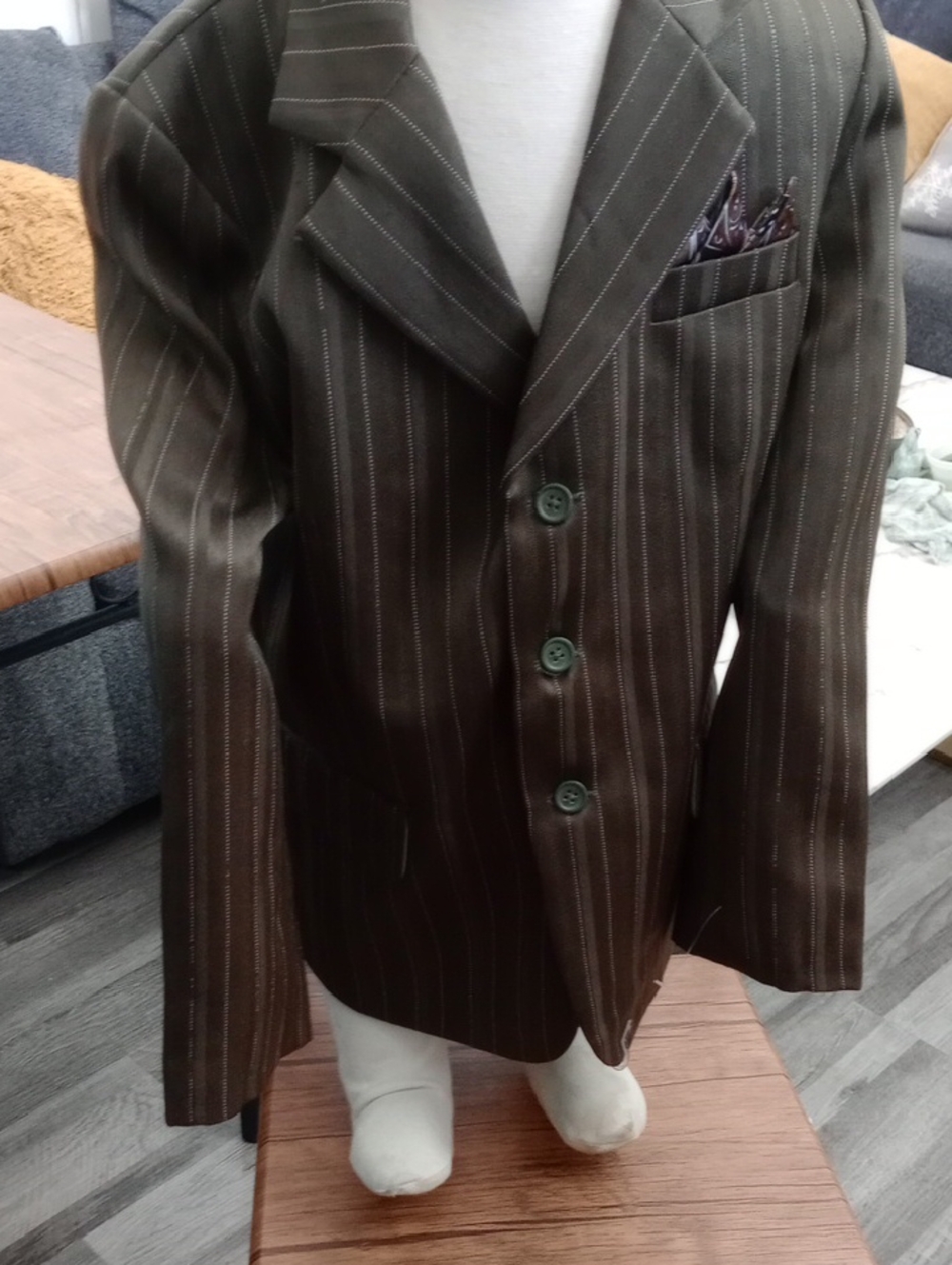 Boys Brown Pinstripe Blazer - Classic Tailored Jacket